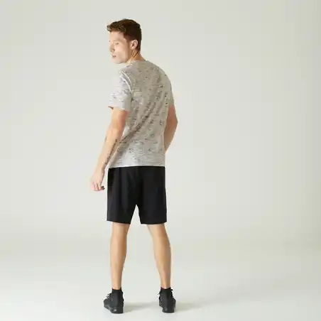Men's Short-Sleeved Straight-Cut Crew Neck Cotton Fitness T-Shirt 500 - Print