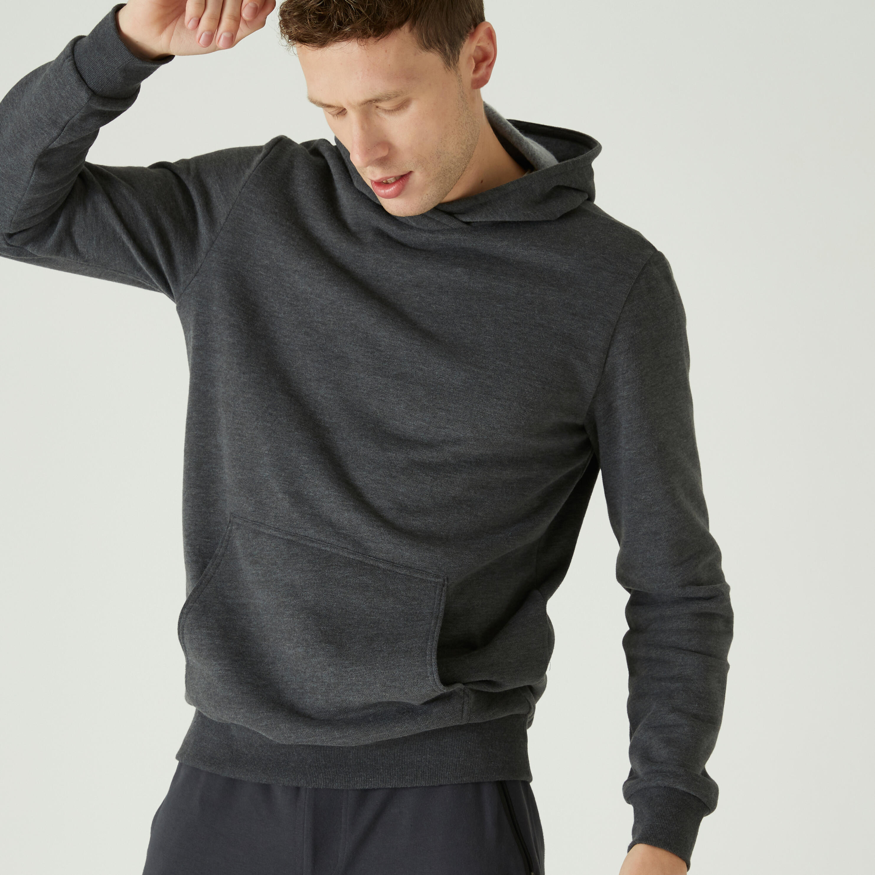 Men's Fitness Crew Hoodie 100 - Carbon Grey 5/6