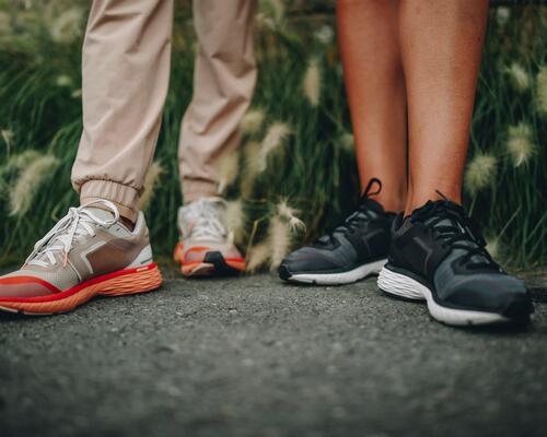 People standing with Running Shoes on