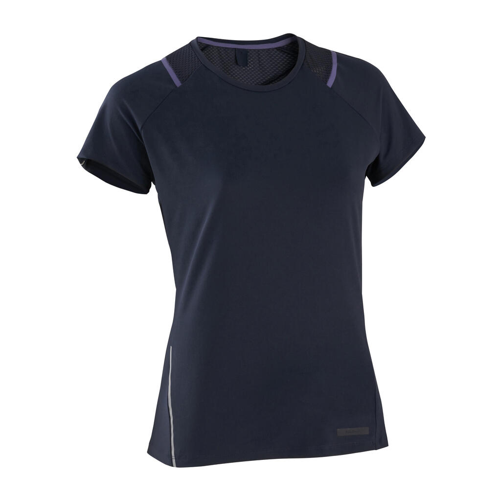 T-SHIRT DE RUNNING FEMME RUN DRY+ BLEU FONCE