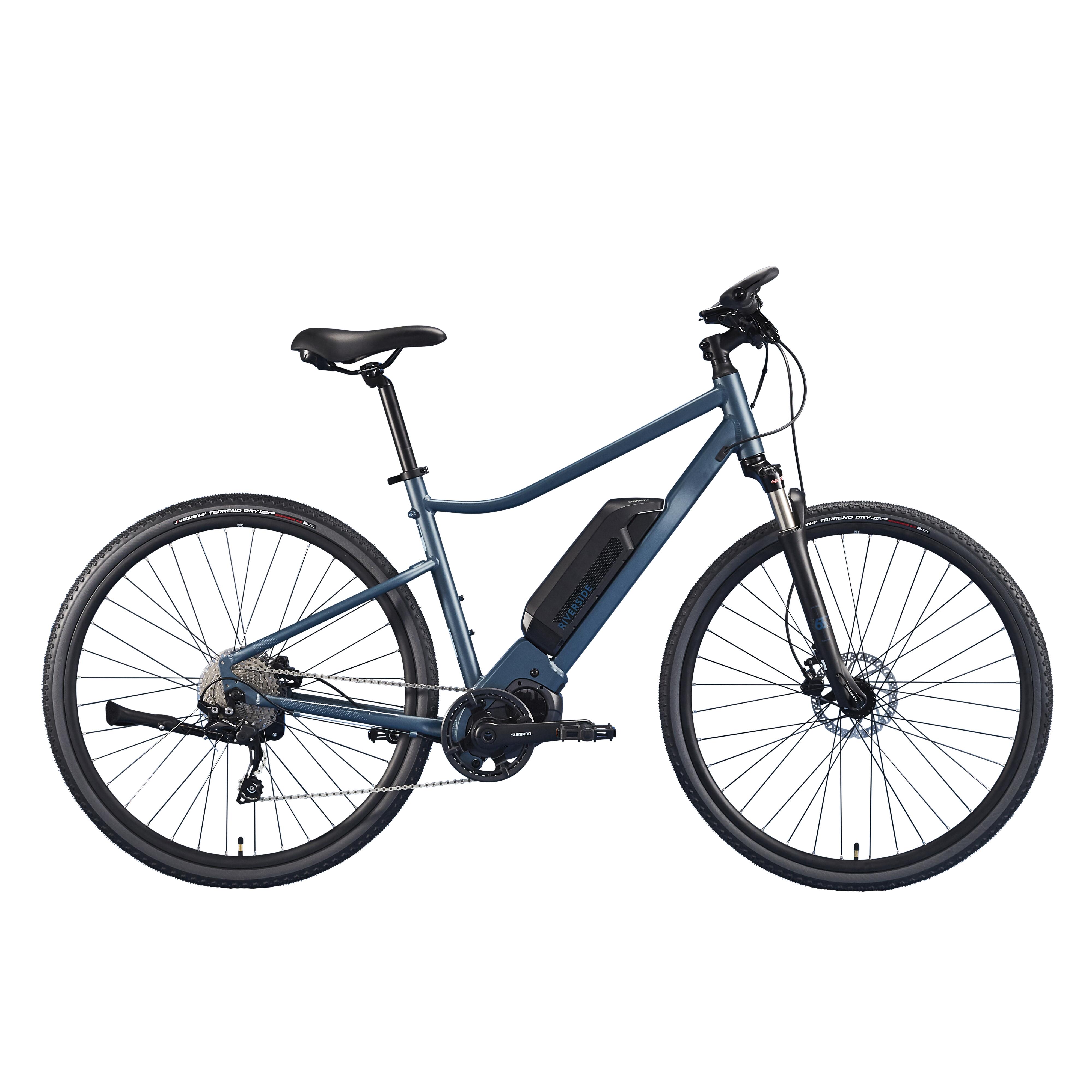 Bicicletă polivalentă electrică RIVERSIDE 540 E Albastru-Negru decathlon.ro imagine noua