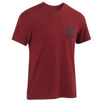 T-shirt fitness manches courtes slim coton extensible col rond homme bordeaux