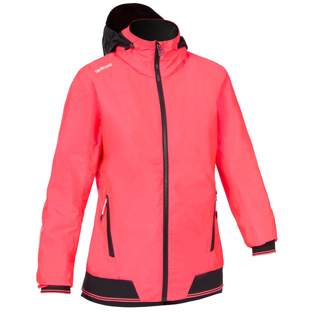 Regenjacke Blouson Segeln Damen winddicht wasserdicht 100 neonrosa