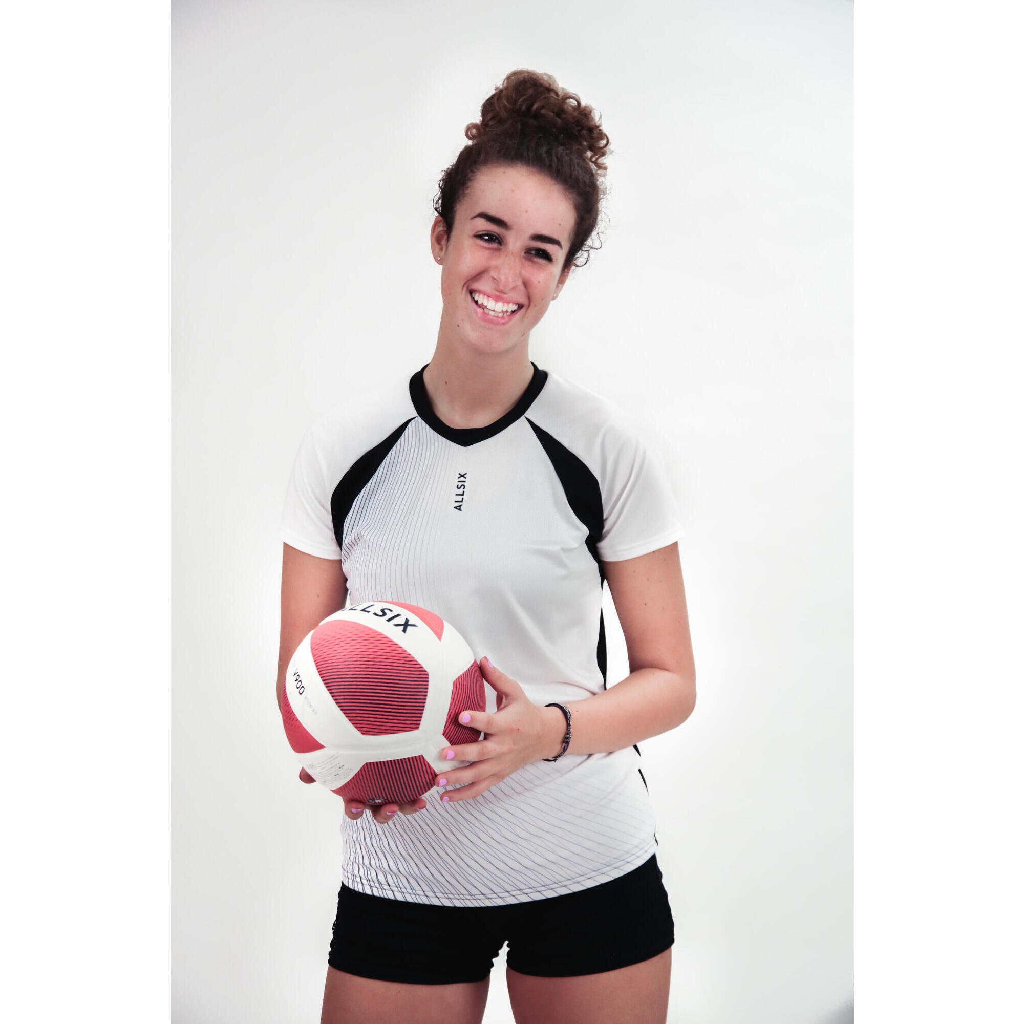 Women s Volleyball Jersey VTS500 White Navy Blue