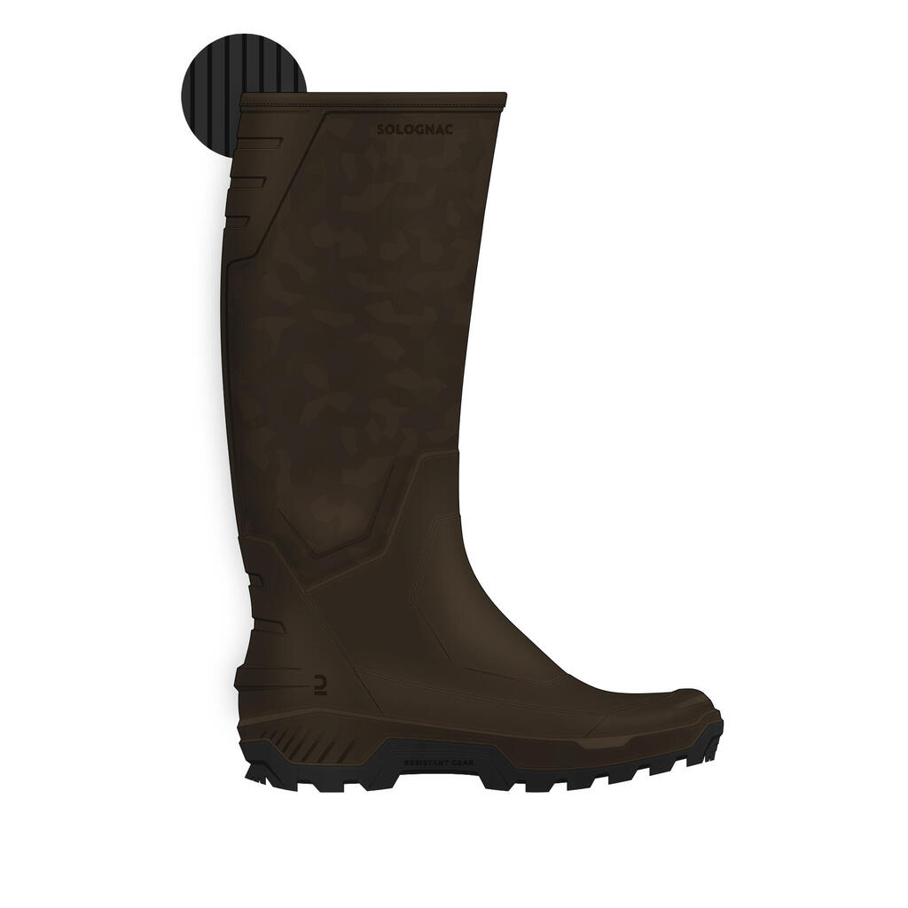 WARM FUR-LINED RAIN WELLIES LAND 500 BROWN