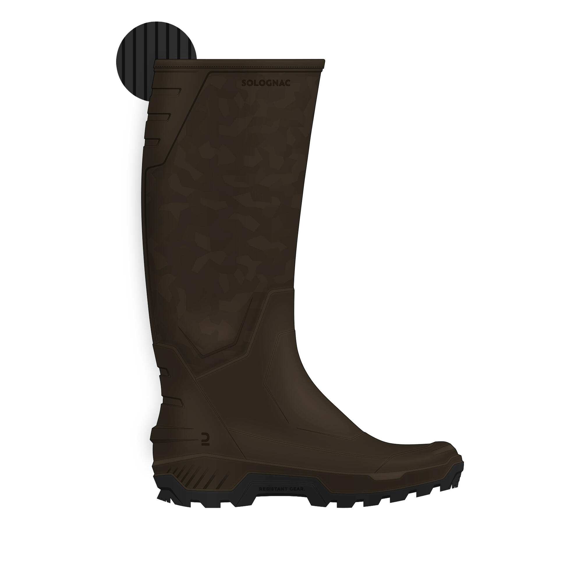 WARM FUR-LINED RAIN WELLIES LAND 500 BROWN 1/21