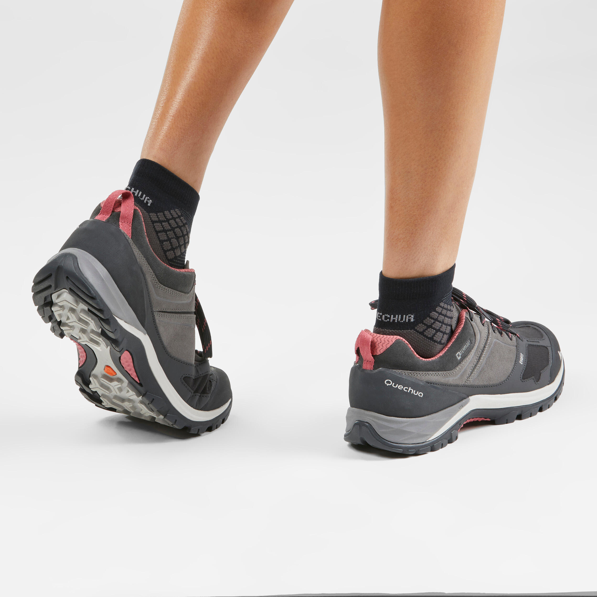 Women's Mountain Walking Waterproof Shoes - MH500 - pink/grey 6/7