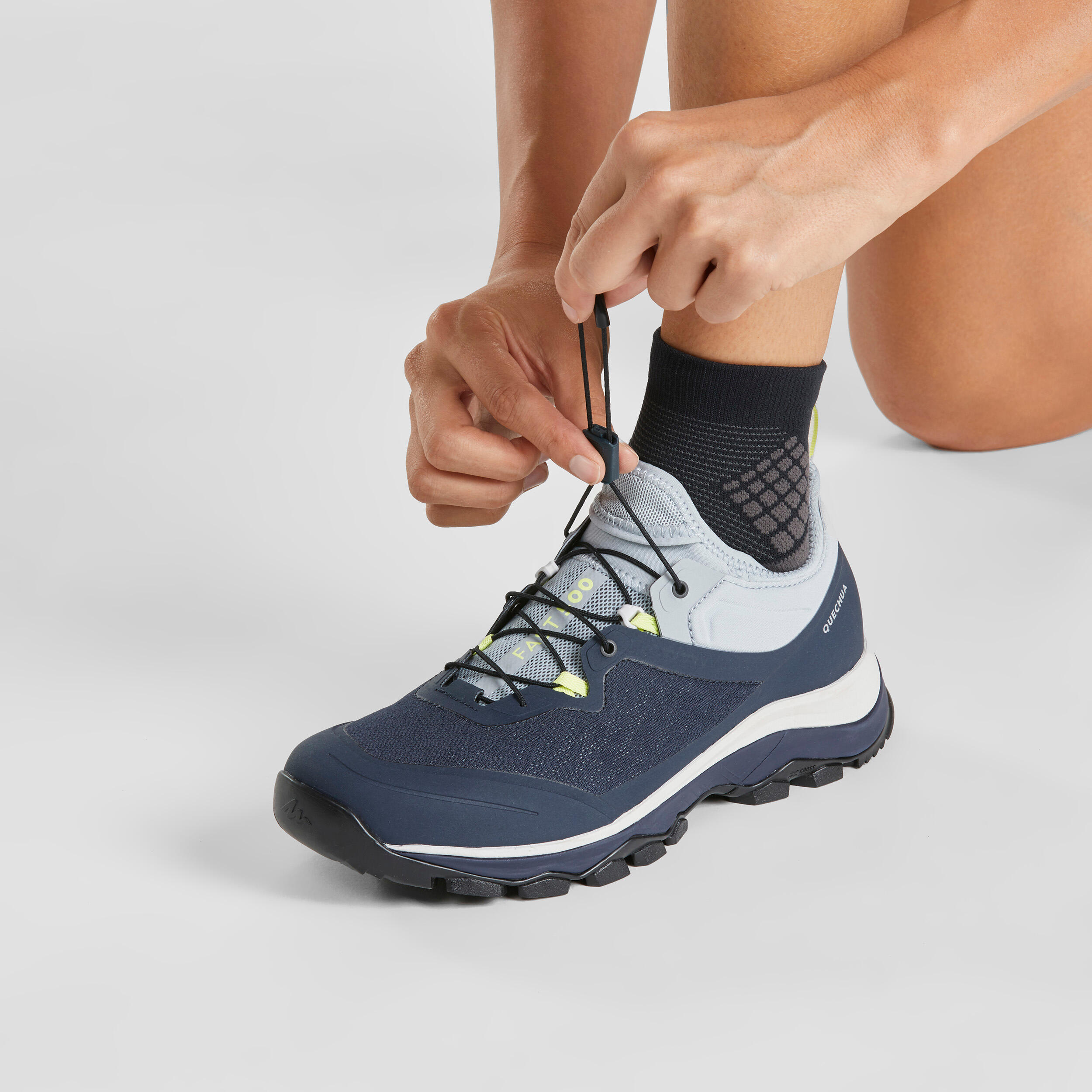 Women Mountain Hiking Shoes FH500 Grey