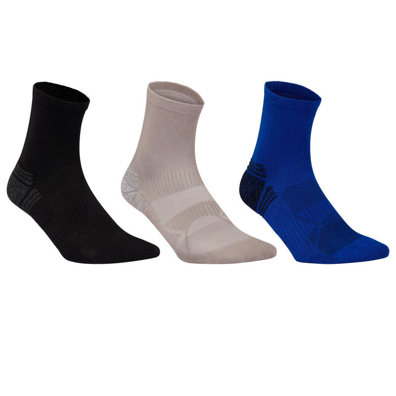 Chaussettes marche sportive/nordique WS 100 Mid noir/gris/bleu (3 paires)