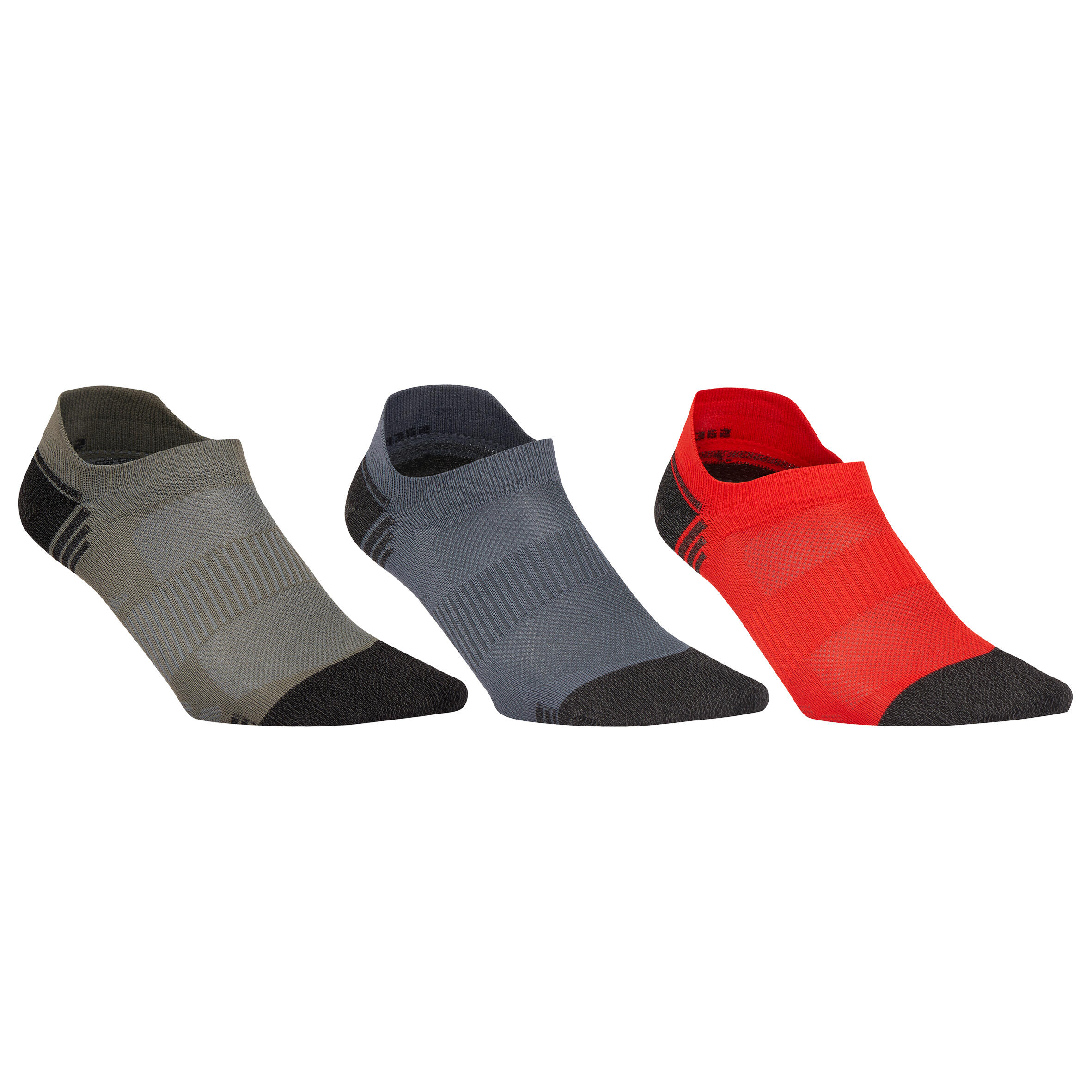 NEWFEEL WS 500 Invisible Fresh Active and Nordic Walking Socks - Red/Grey/Khaki
