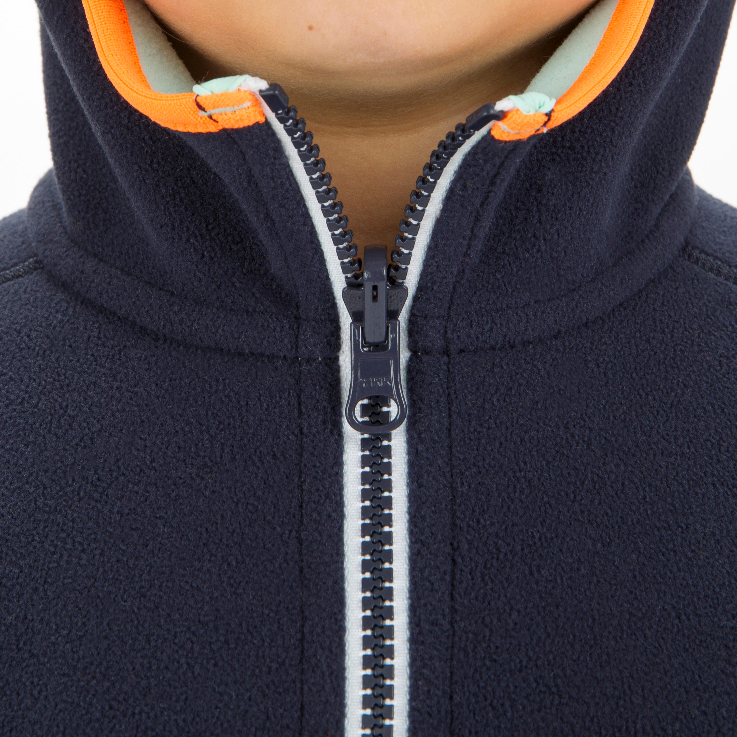 Kids’ warm reversible sailing fleece 500 Navy/mint 4/8
