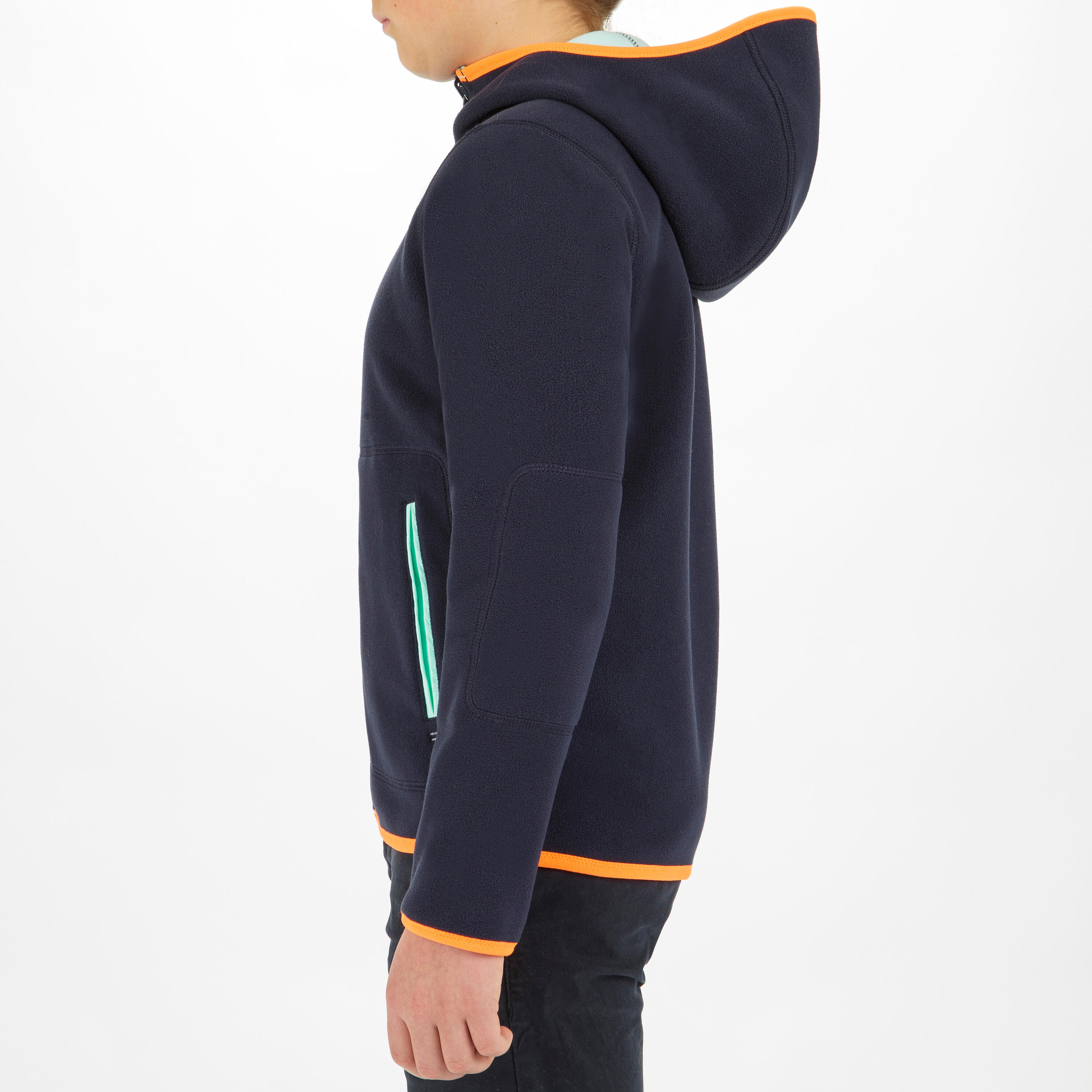 Kids’ warm reversible sailing fleece 500 Navy/mint 5/8
