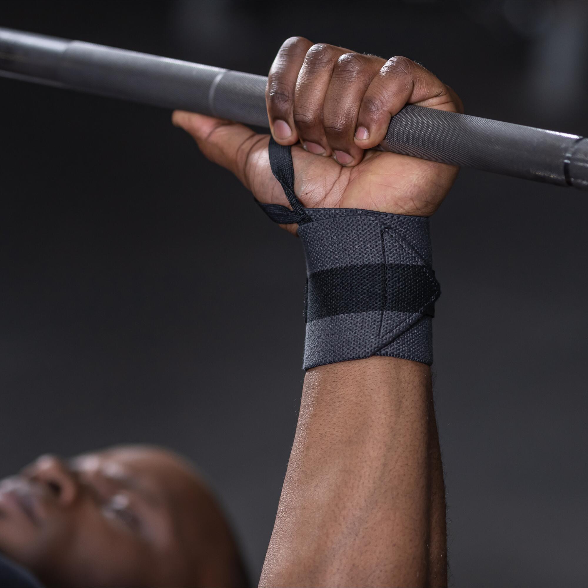 Weight Training Wrist Straps - Dark Grey - Carbon grey - Domyos