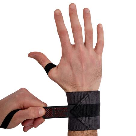 Poignet de force musculation - Wrist straps, gris foncé - Maroc