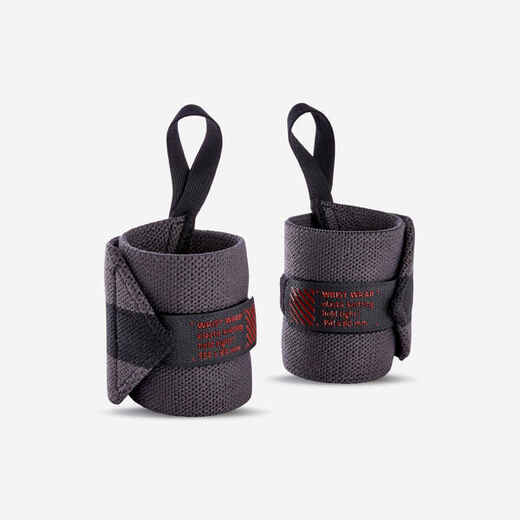 
      Poignet de force musculation - Wrist straps, gris foncé
  