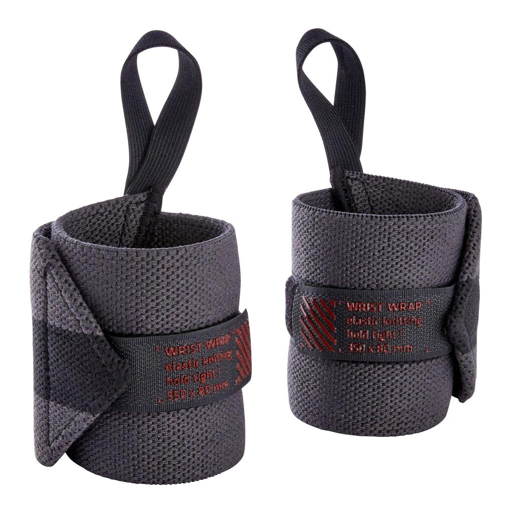 Poignet de force musculation - Wrist straps, gris foncé