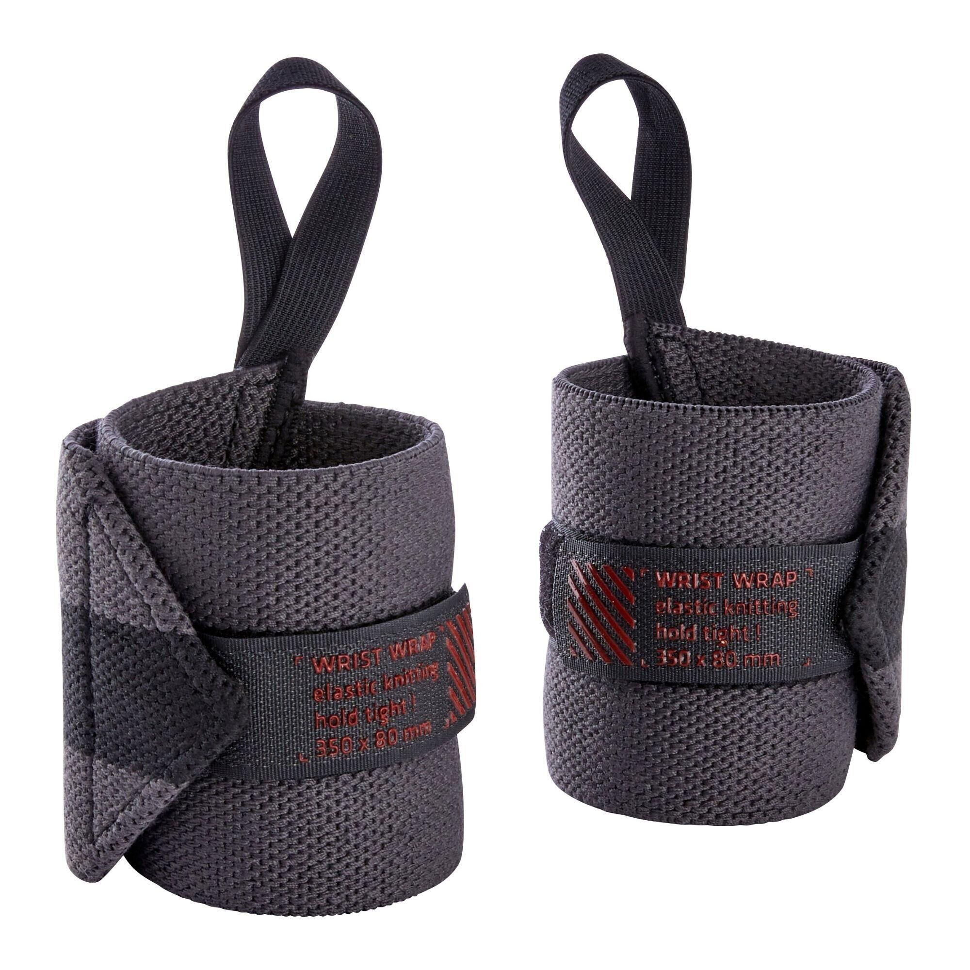 DOMYOS Weight Training Wrist Straps - Dark Grey