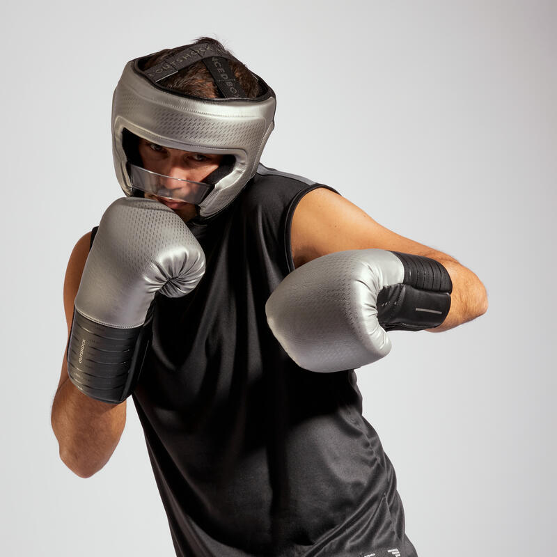 Guantoni adulto boxe 900 sparring nero-argento