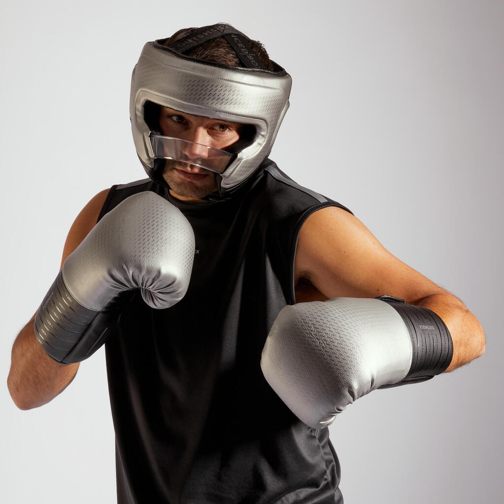 GUANTES DE BOX SPARRING 900 NEGRO/PLATA