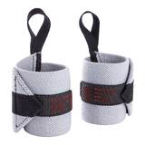 Weight Training Wrist Straps, Light Grey, Elastic with Rip-Tab, Adjustable