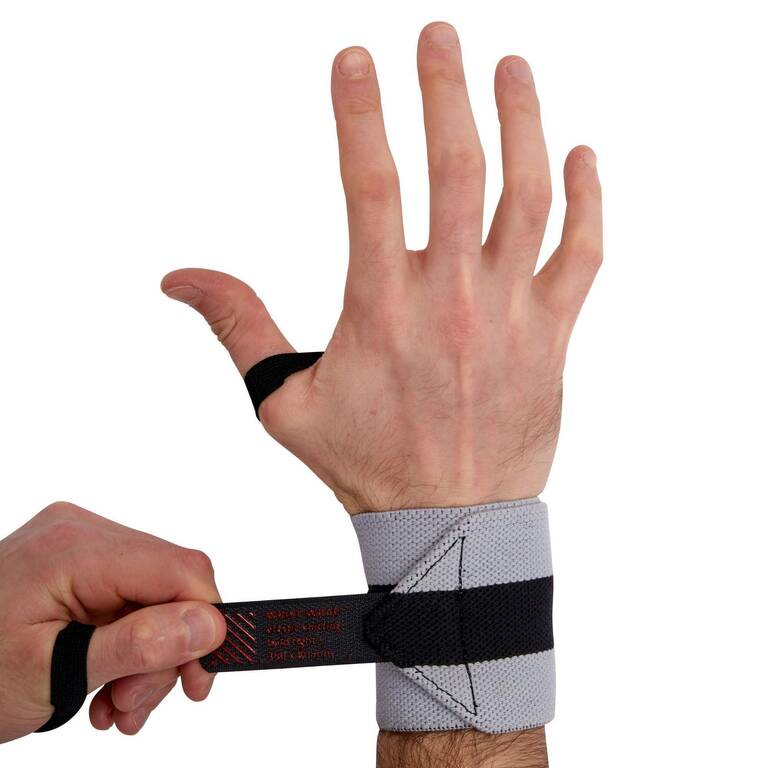 Wrist Wrap Strap Latihan Beban - Abu-Abu Muda