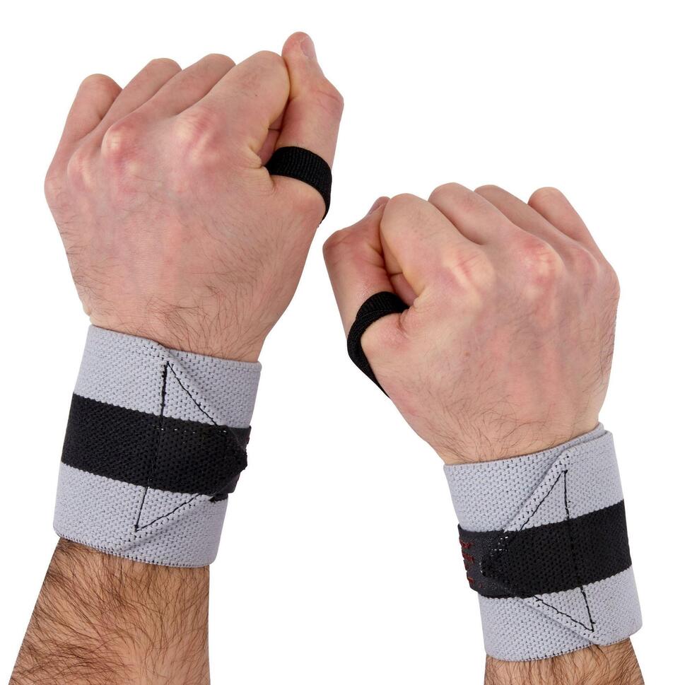 Wrist wraps voor krachttraining donkergrijs DOMYOS Decathlon.nl