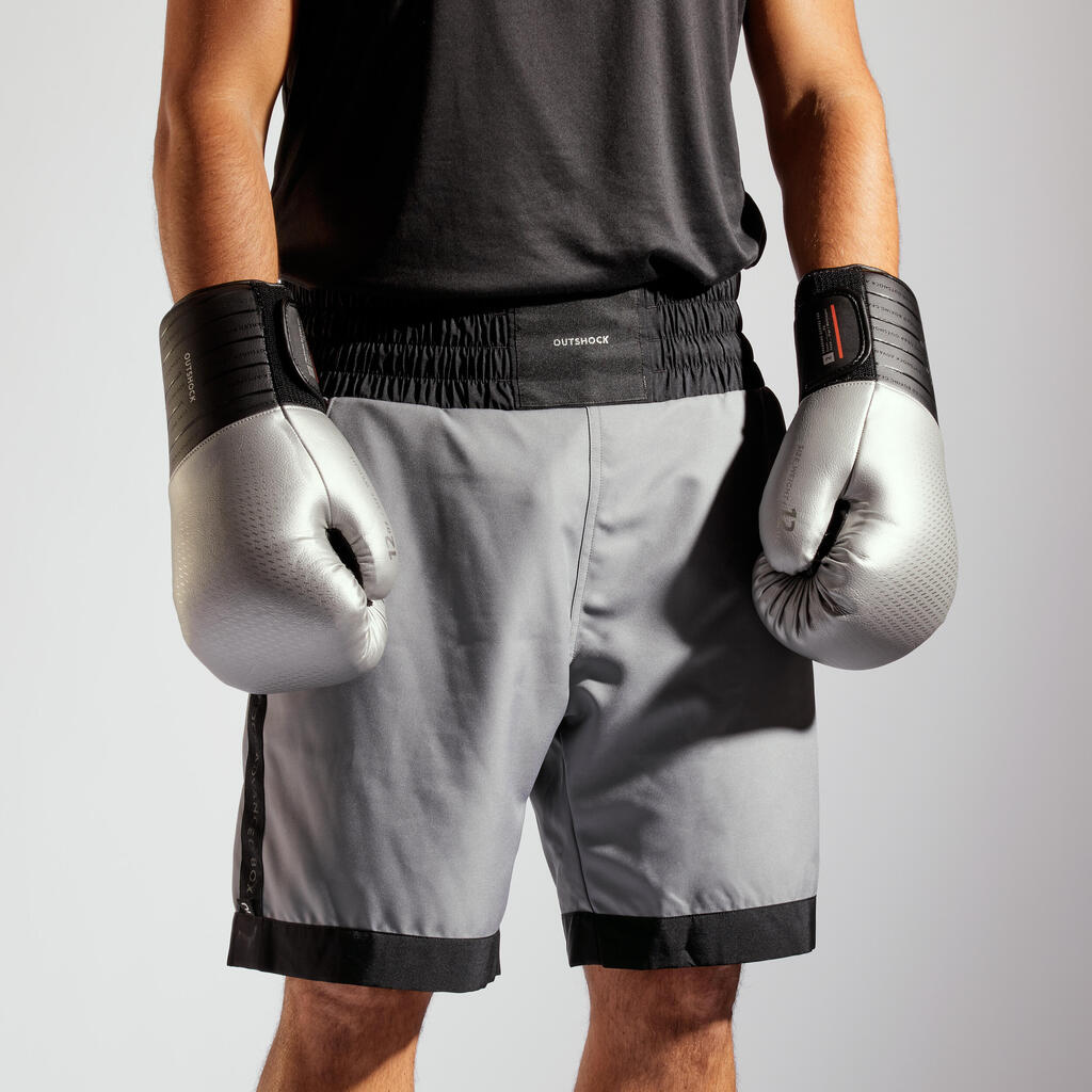 SHORT DEPORTIVO HOMBRE PARA BOXEO GRIS/NEGRO 500