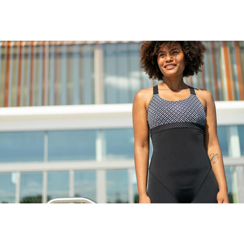 Badeanzug Shorty Elea Bul Aquagym Aqua-Cycling Damen schwarz/grau 