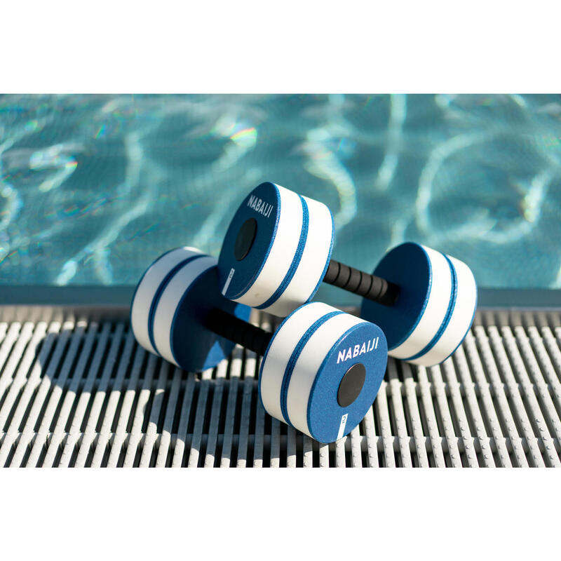 Foam halters voor aquagym blauw wit twee stuks