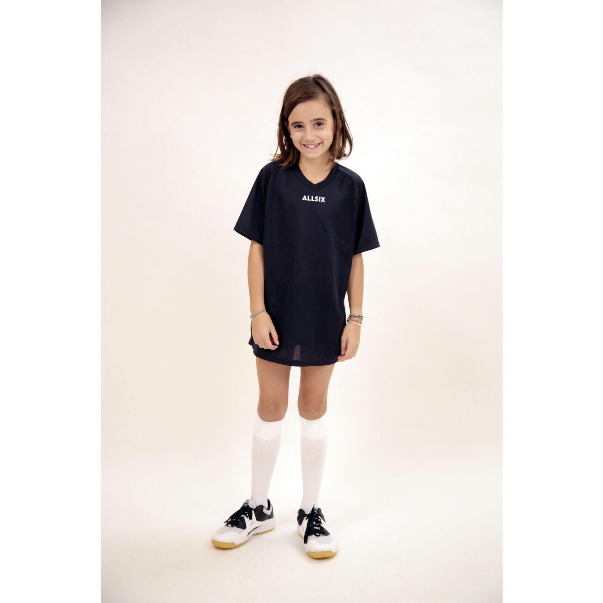 MAGLIA DA PALLAVOLO V100 BAMBINA BLU NAVY