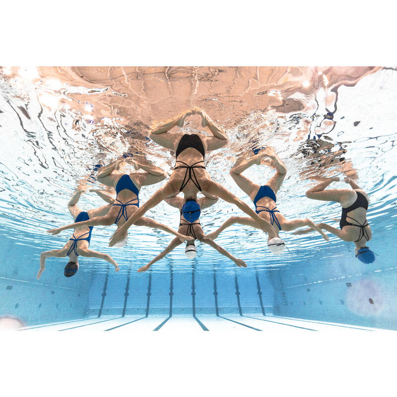 Dívčí plavky jednodílné na synchronizované plavání modré