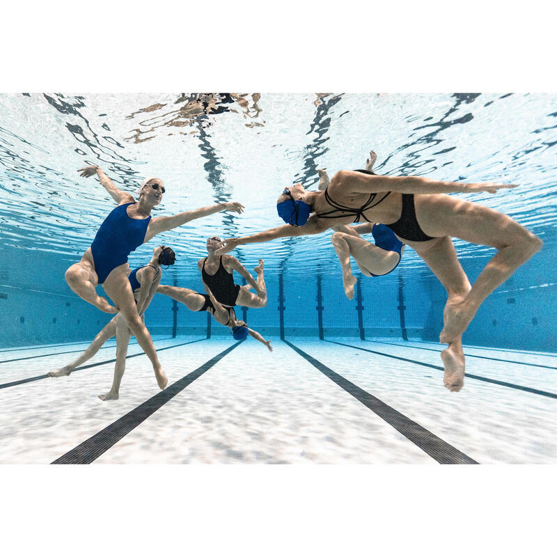 Dívčí plavky jednodílné na synchronizované plavání modré