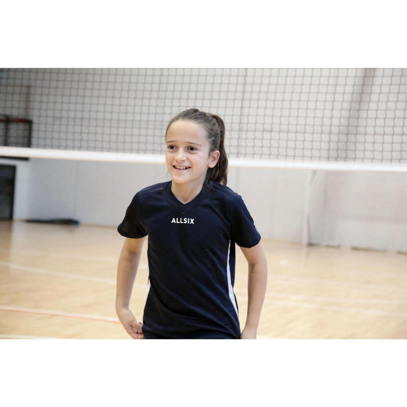 Volleybalshirt voor meisjes V100 marineblauw