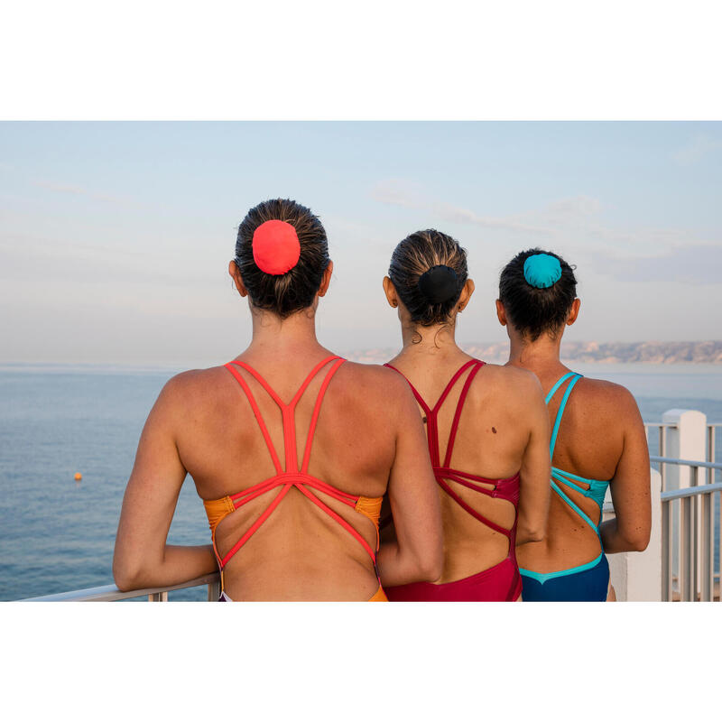 Cache chignon élastique de natation synchronisée artistique - rose corail