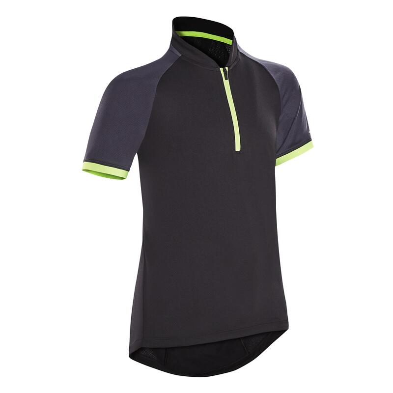 500 Kids' Short-Sleeved Cycling Jersey - Black/Yellow
