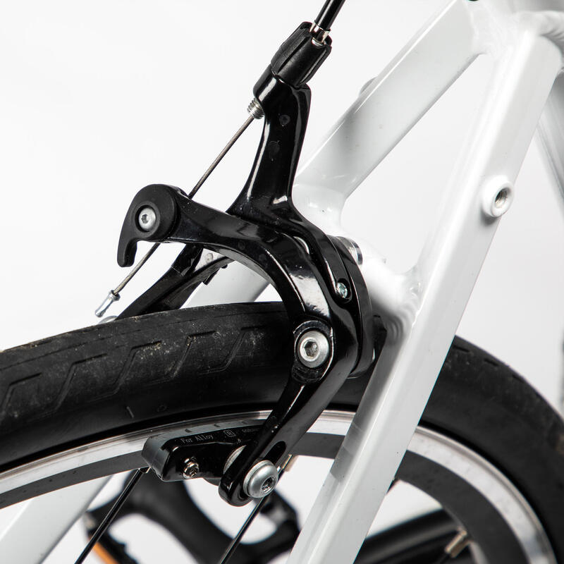 Bicicleta de carretera mujer aluminio monoplato 8V Triban Easy blanca