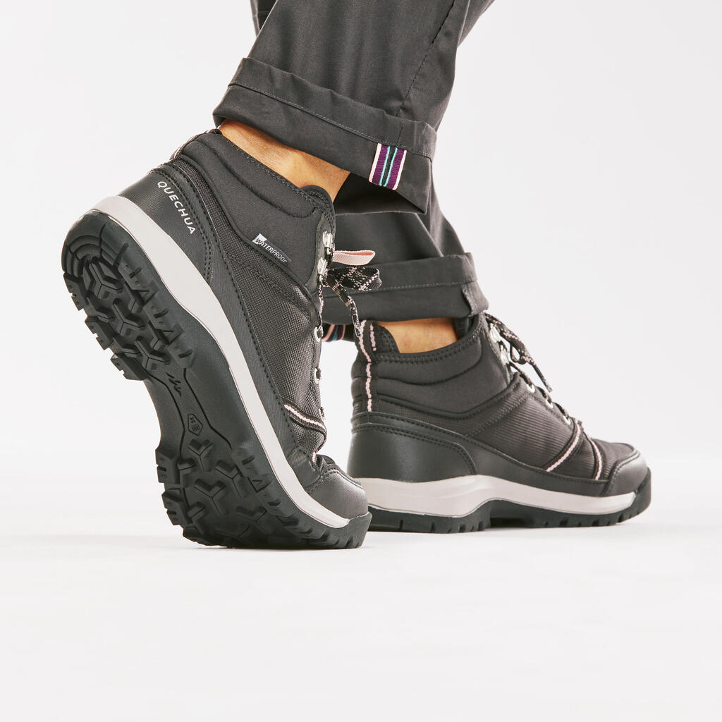 Women's waterproof walking boots - NH150 mid - Black