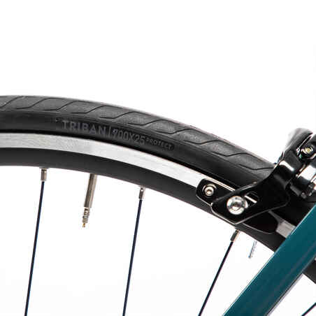 Women's road bike flat bar triban rc 500 - petrol blue