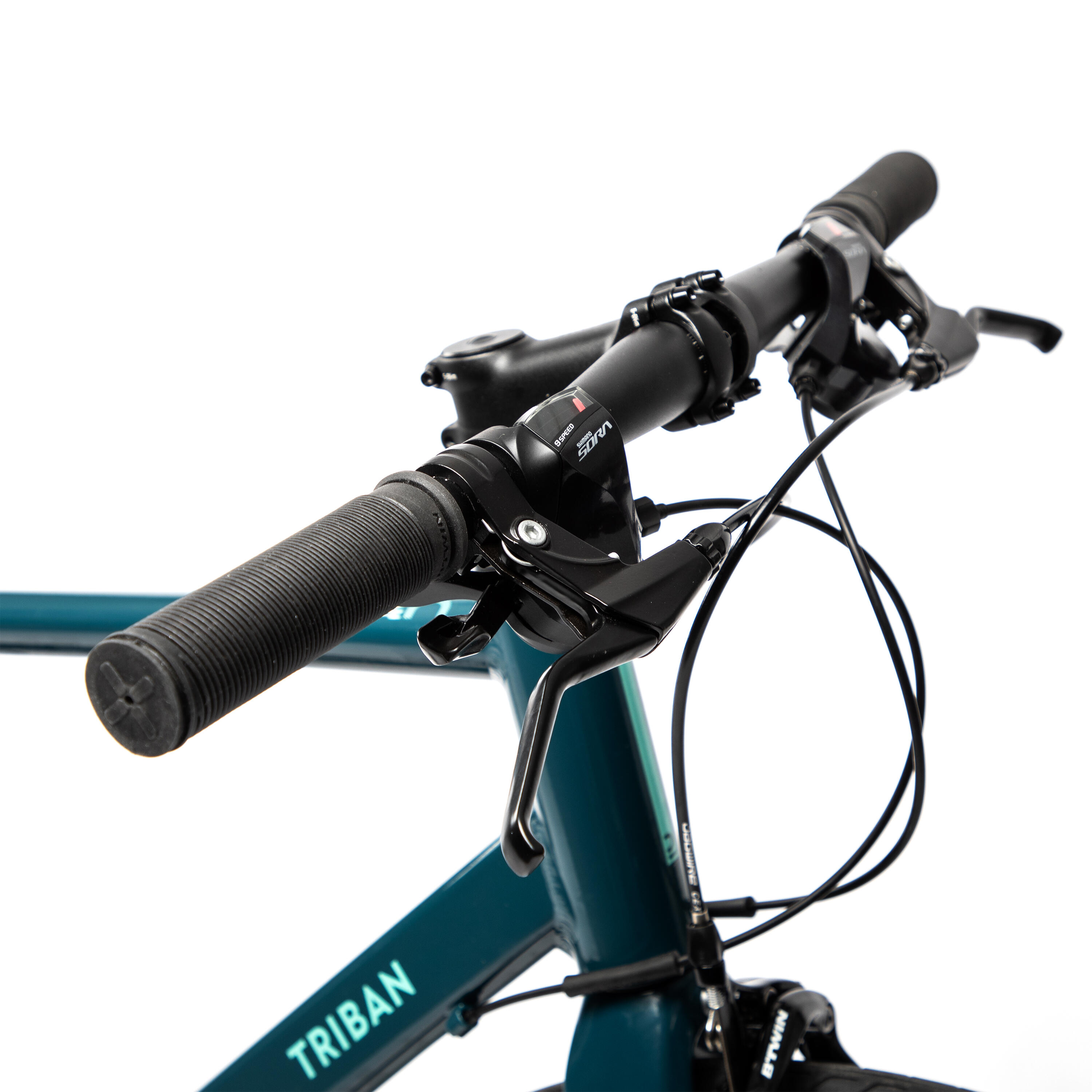 Women s road bike flat bar triban rc 500 petrol blue Decathlon
