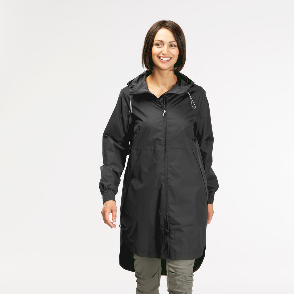 CHAQUETA LARGA IMPERMEABLE DE SENDERISMO MUJER RAINCUT LONG