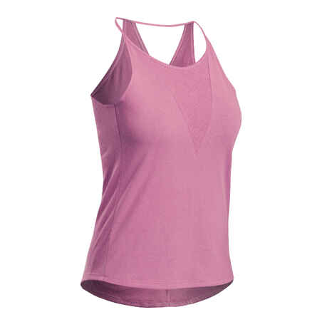 Rožnata ženska pohodniška majica brez rokavov NH500
