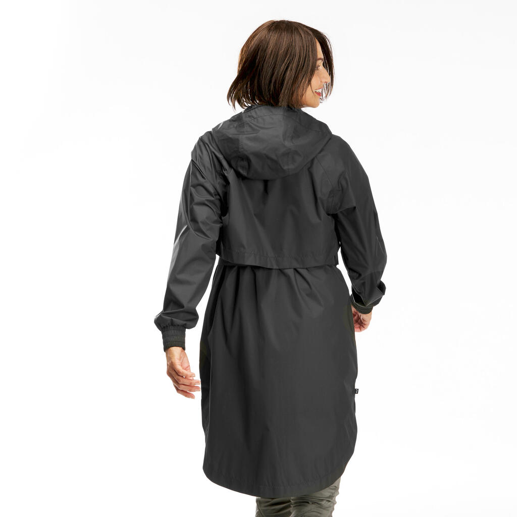 CHAQUETA LARGA IMPERMEABLE DE SENDERISMO MUJER RAINCUT LONG