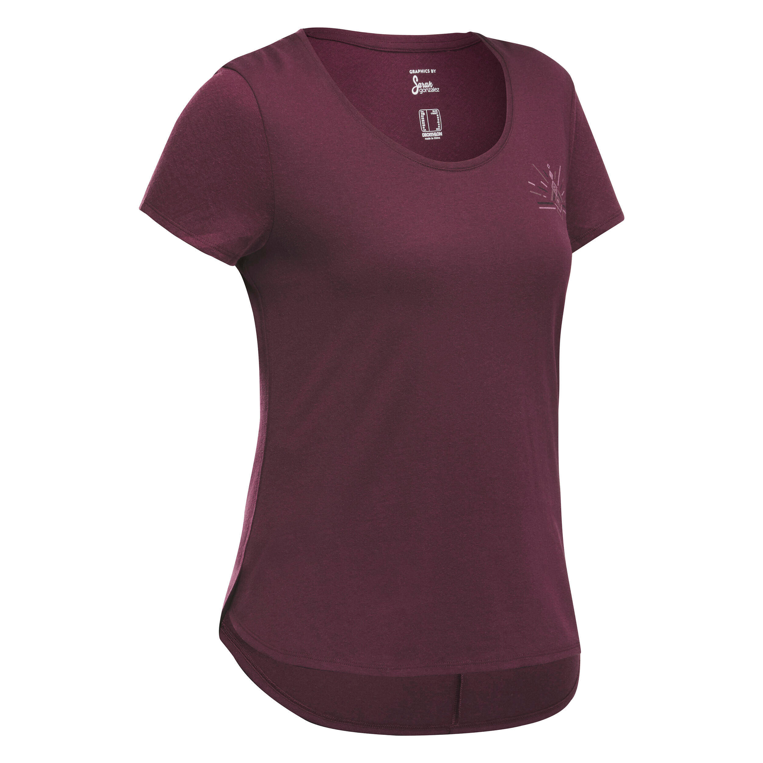 Women Hiking Breathable T-shirt - NH500 Purple -  1