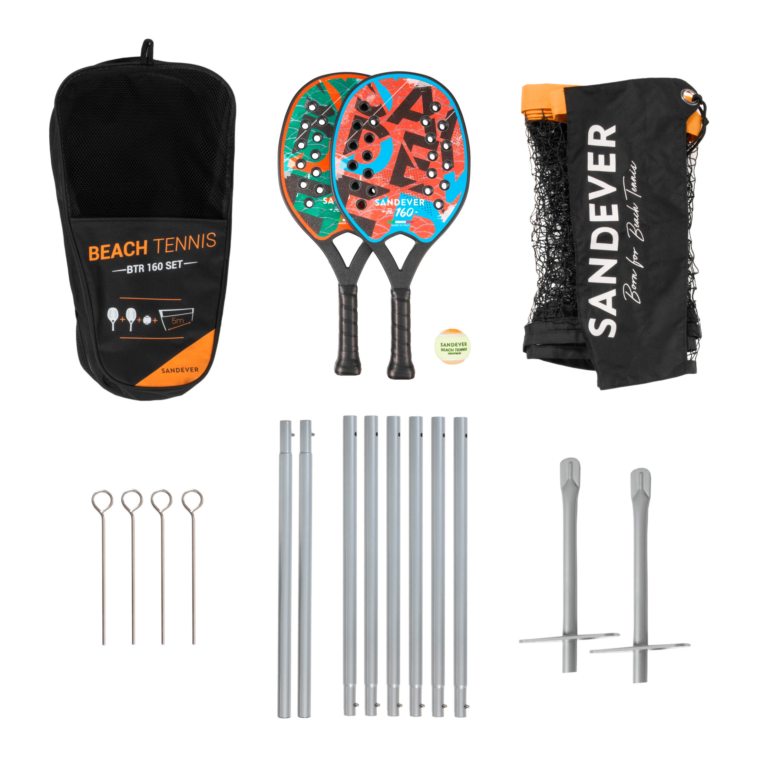 set racchette da beach tennis + rete SET BTR 160 + RETE