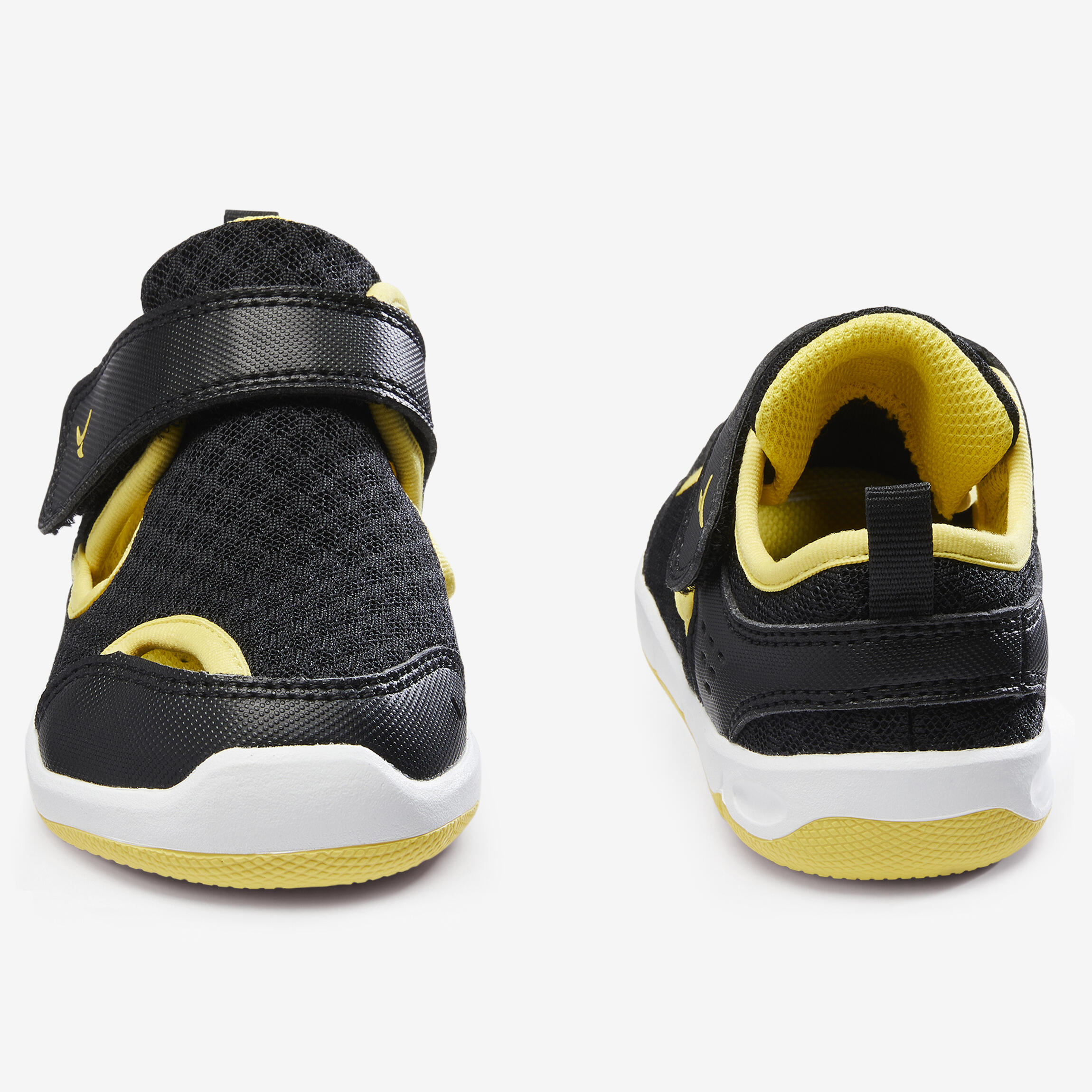 yellow and black gym shoes