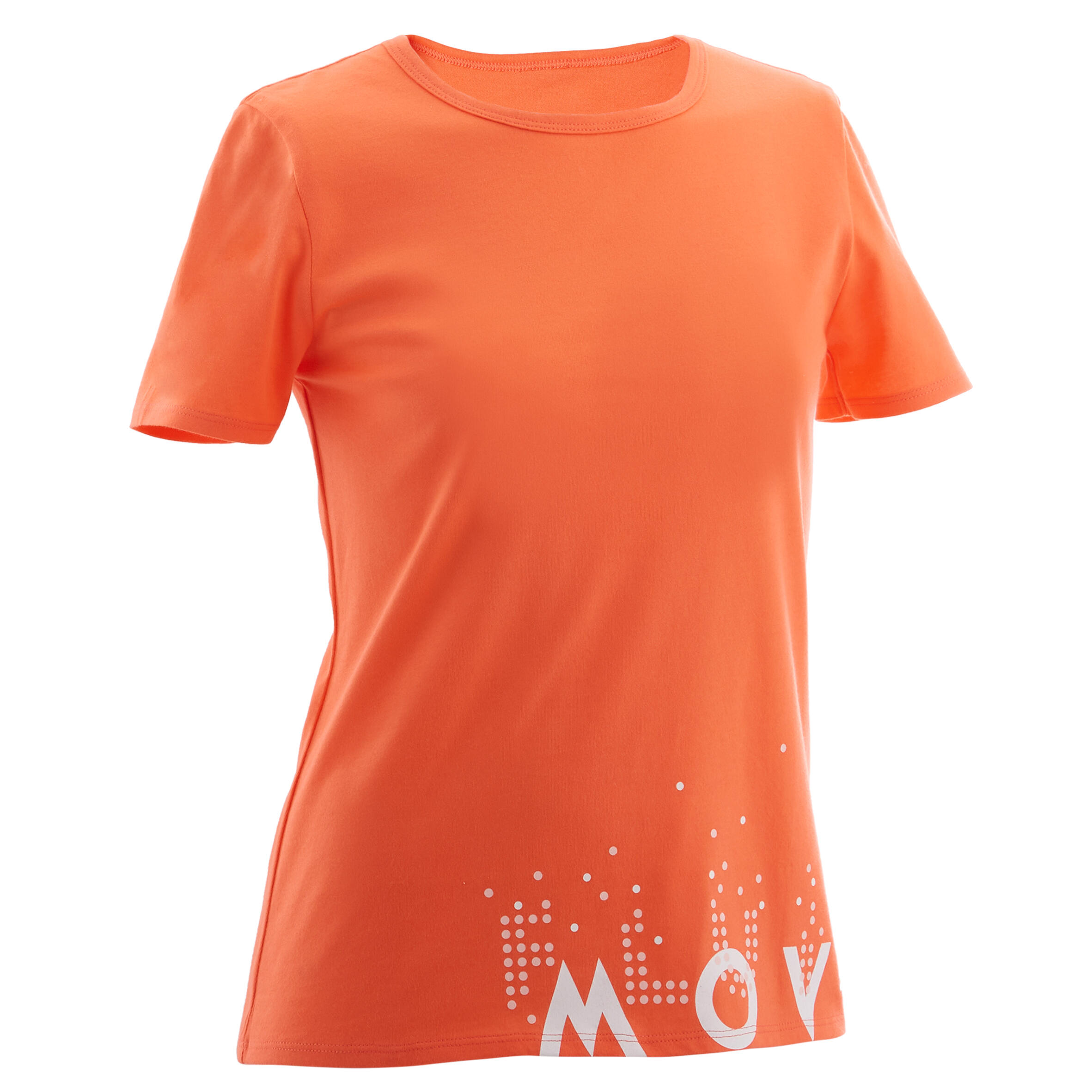 

Girls' Short-Sleeved Gym T-Shirt 100 - Coral/Print -  By DOMYOS | Decathlon