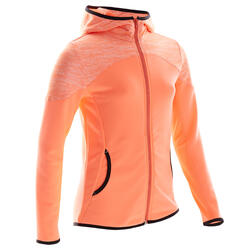 Sweat zippé à capuche corail et imprimée enfant