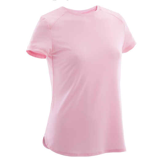 
      Girls' Breathable Short-Sleeved Gym T-Shirt 500 - Pink
  