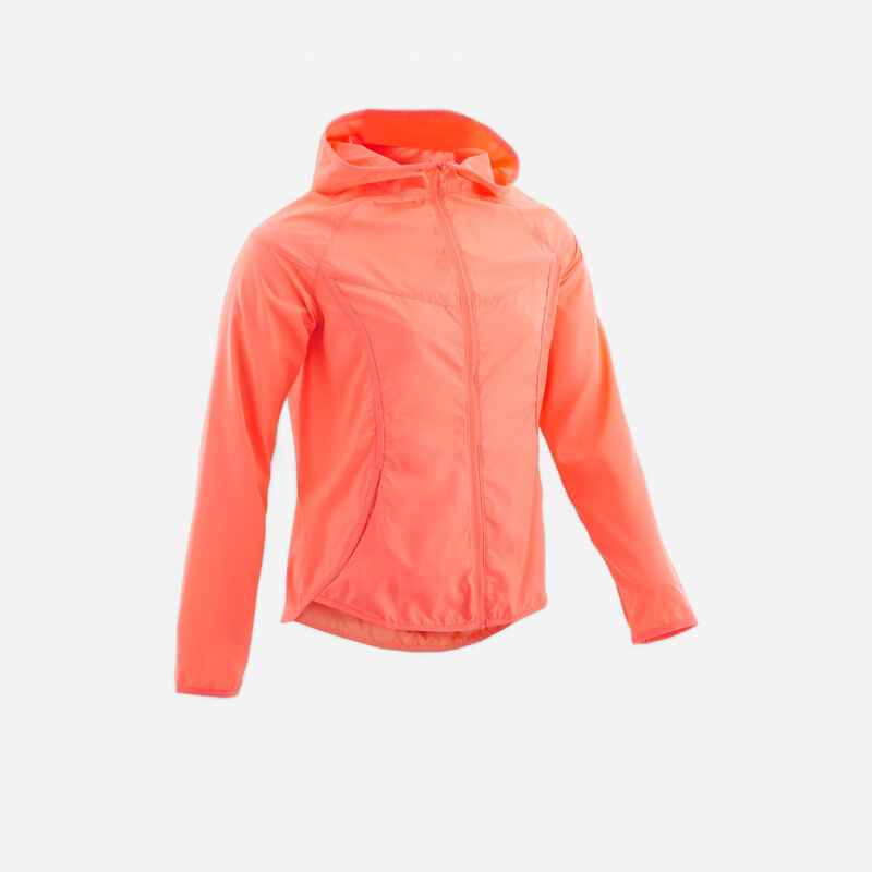 Kapuzenjacke ultraleicht atmungsaktiv W500 Gym Kinder koralle Kapuzenjacke ultraleicht atmungsaktiv W500 Gym Kinder koralle