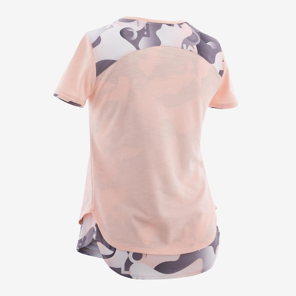 T-Shirt respirant 2 en 1 rose et gris fille